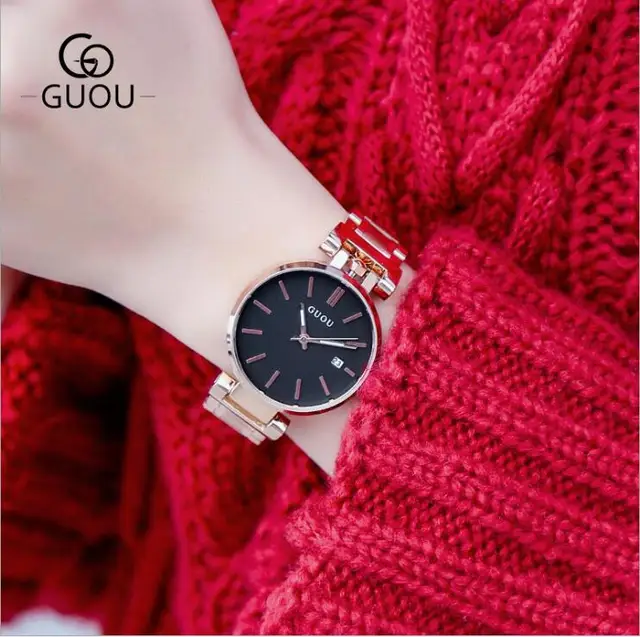 GUOU Watches Women Top Brand Women Watch Rose Gold Bracelet Watch Stainless Stee GUOU Watches Women Top Brand Women Watch Rose Gold Bracelet Watch Stainless Stee