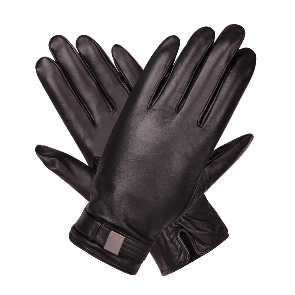 Touchscreen Keep Warm Leather Gloves Male Winter Plus Velvet Windproof Driving Non-Slip Genuine Leather Man Gloves M18003NC-9