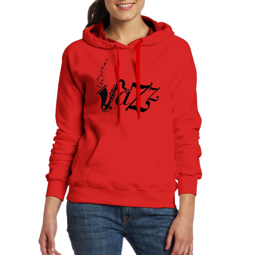 Women's Jazz Music Logo Long Sleeve Hooded Sweatshirt With Pocket