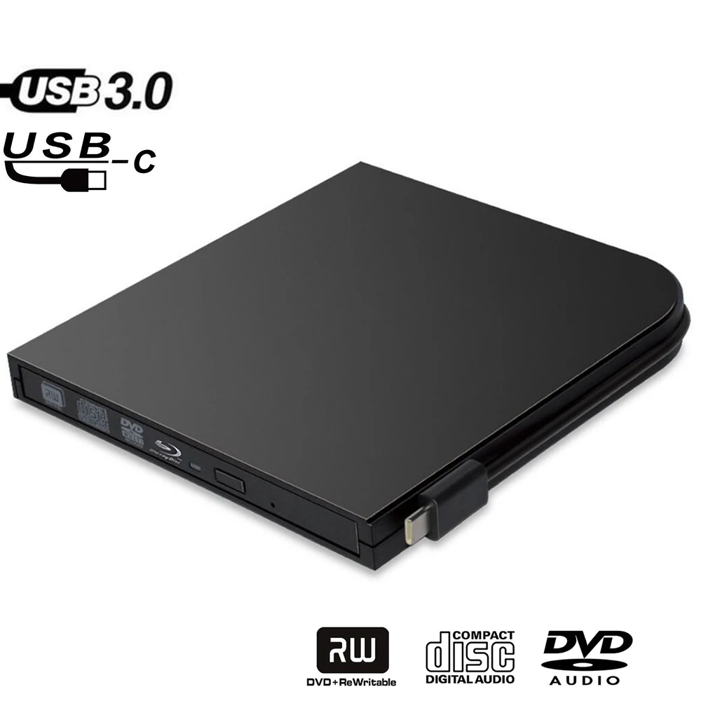 Bluray Drive Slim Type C + USB 3 0 Burner BD-RE CD/DVD RW Writer Play Blu-Ray Disc для ноутбука ПК HP ACER | Компьютеры и