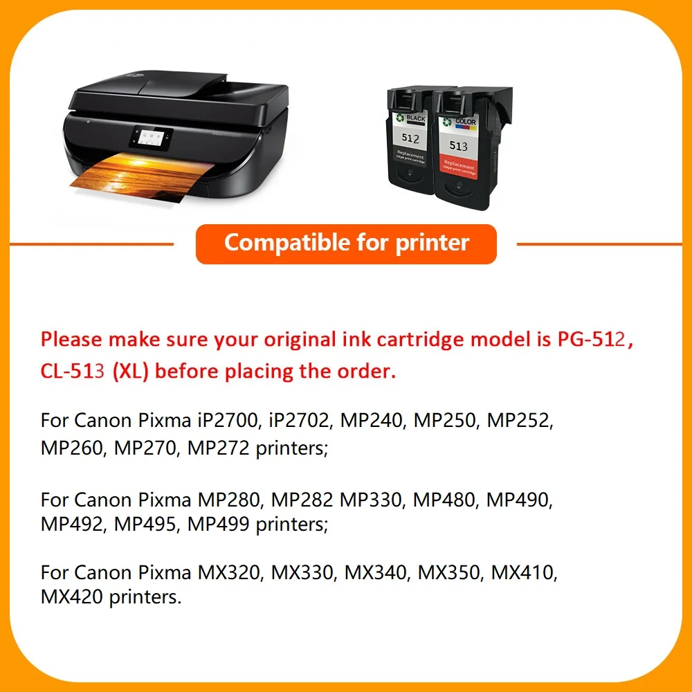 XiangYu Совместимость PG 512 CL 513 картридж для Canon Pixma MX410 MX420 MP492 MP495 MP499 MP280 MP282
