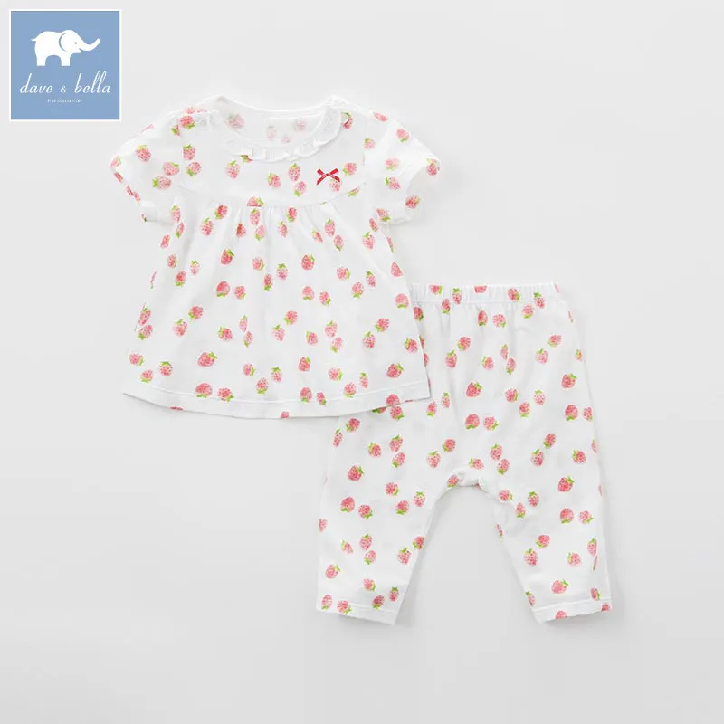 

DB7564 dave bella summer baby girls clothing sets kids print suit children toddler outfits infant high quality clothes