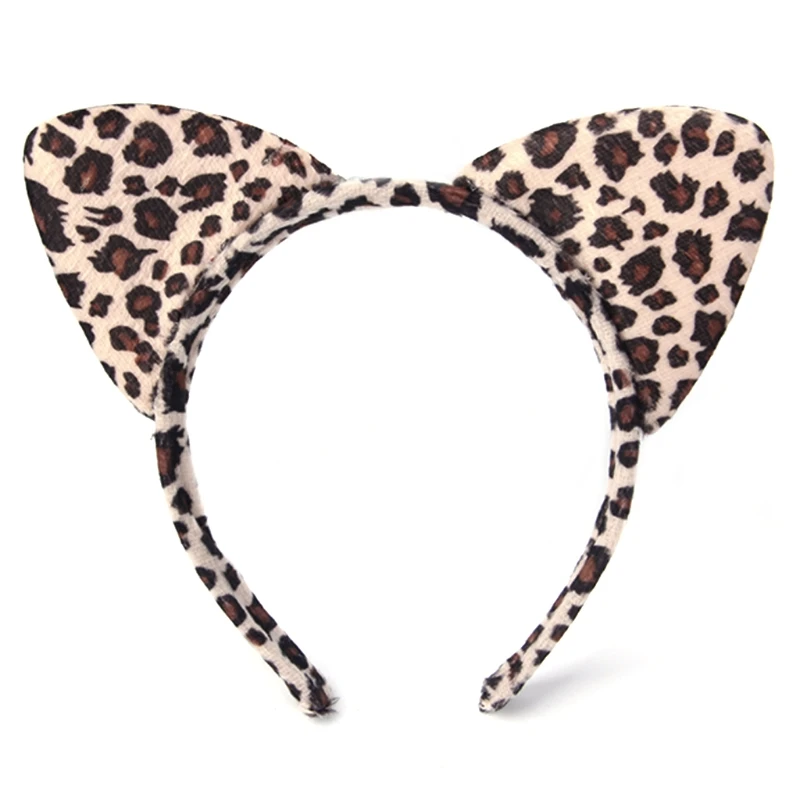 Мода Девочка Дети Тигр из плюша леопард кошка ухо лента для волос головная повязка для Косплей вечерние причудливые - Цвет: D