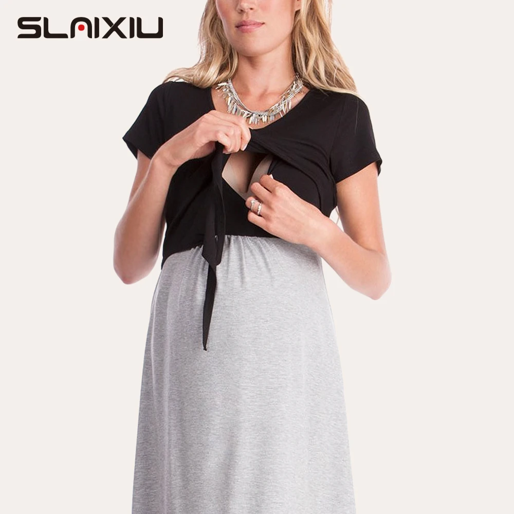 

Cotton Nursing Maternity Clothes Women's Tops Breastfeeding Dresses Pregnancy Dress Short Sleeve for Pregnant elegant
