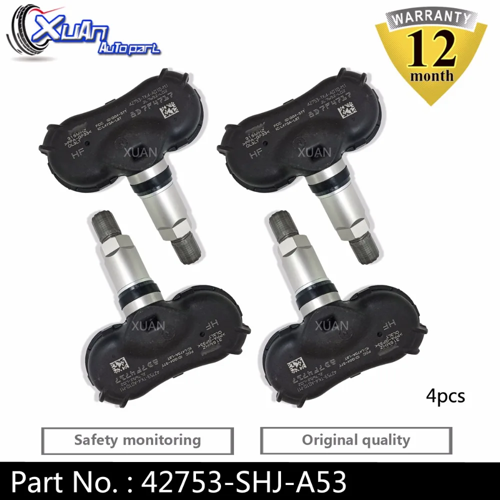 

XUAN 4 PCS Tire Pressure Monitor Sensor TPMS For Acura RL MDX TL TL-S Odyssey Touring Ridgeline VU Pilot 42753-SHJ-A53