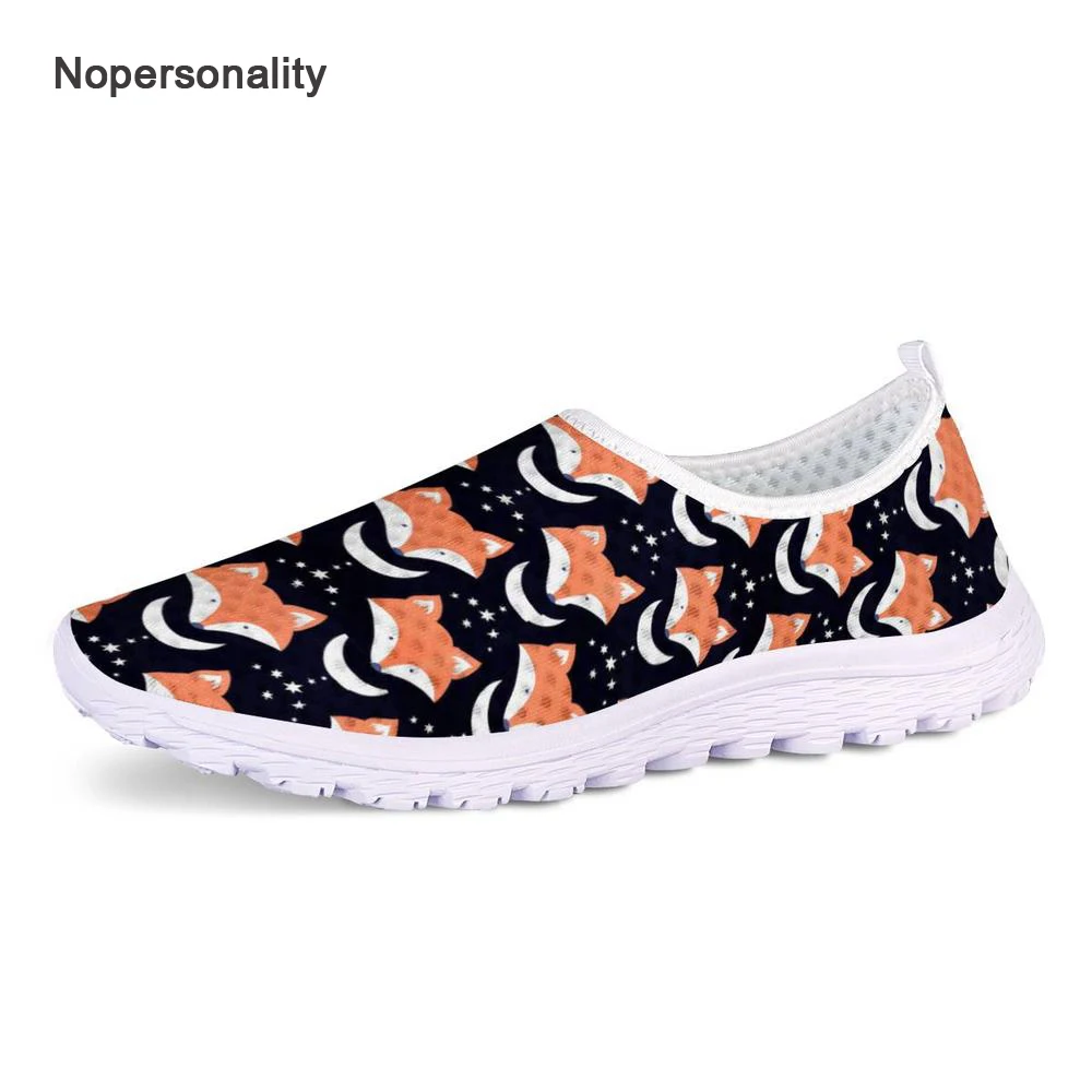 

Nopersonality Breathable Fox Print Mesh Shoes Lightweight Ladies Summer Flats Sneakers Slip-on Female Mesh Loafers Comfortable