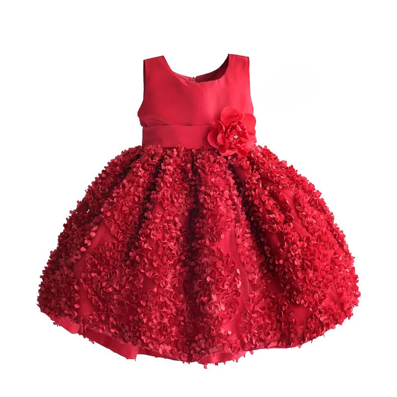 Рождественское платье для девочек; вечерние платья для девочек с красными лепестками на свадьбу; Детские костюмы; disfraz infantil От 1 до 6 лет