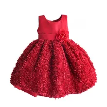 Рождественское платье для девочек; вечерние платья для девочек с красными лепестками на свадьбу; Детские костюмы; disfraz infantil От 1 до 6 лет
