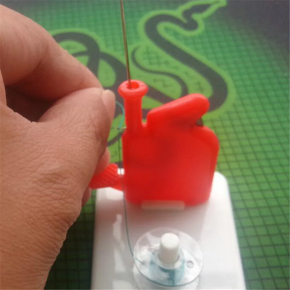 

New Arrives Red Elderly Use Needle Pot Shape Threader Sewing Handwork Wire Punch Craft Guide Tools