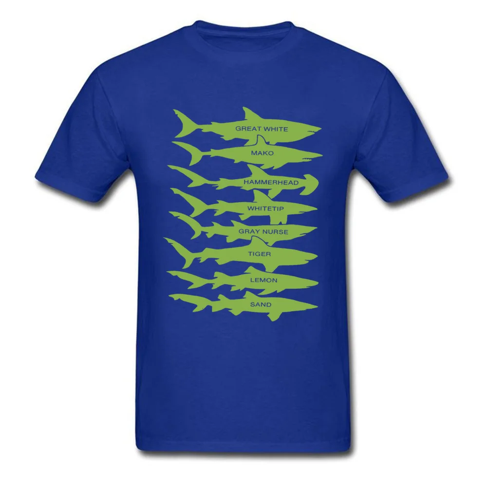 Shark Types Men Company Casual Tops T Shirt Round Collar Autumn 100% Cotton T-Shirt Group Short Sleeve T-shirts Shark Types blue