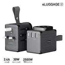 Zikko дорожный адаптер eLUGGAGE X USB-C PD 30W Международный адаптер для путешествий для Великобритании, ЕС, Австралии, США