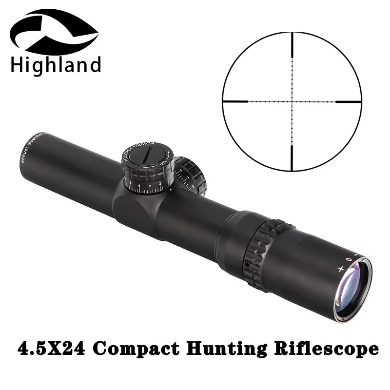 

Tactical Rifle Scope 4.5X24 Compact Hunting Riflescope 1/2 Half Mil Dot Wire Reticle Optical Sights with Turrets Reset