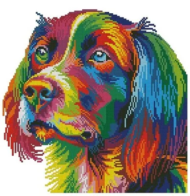 

Needlework 14CT 16CT 18CT Cross Stitch, DIY Count Cross Stitch, Embroidery Set, Rainbow dog