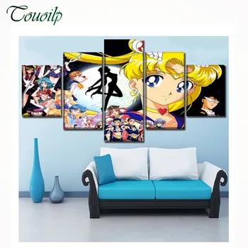 

5 pcs,5D DIY Diamond Painting cartoon Anime Sailor Moon diamond Embroidery Full Square drill 3d Cross Stitch Rhinestone Mosaic