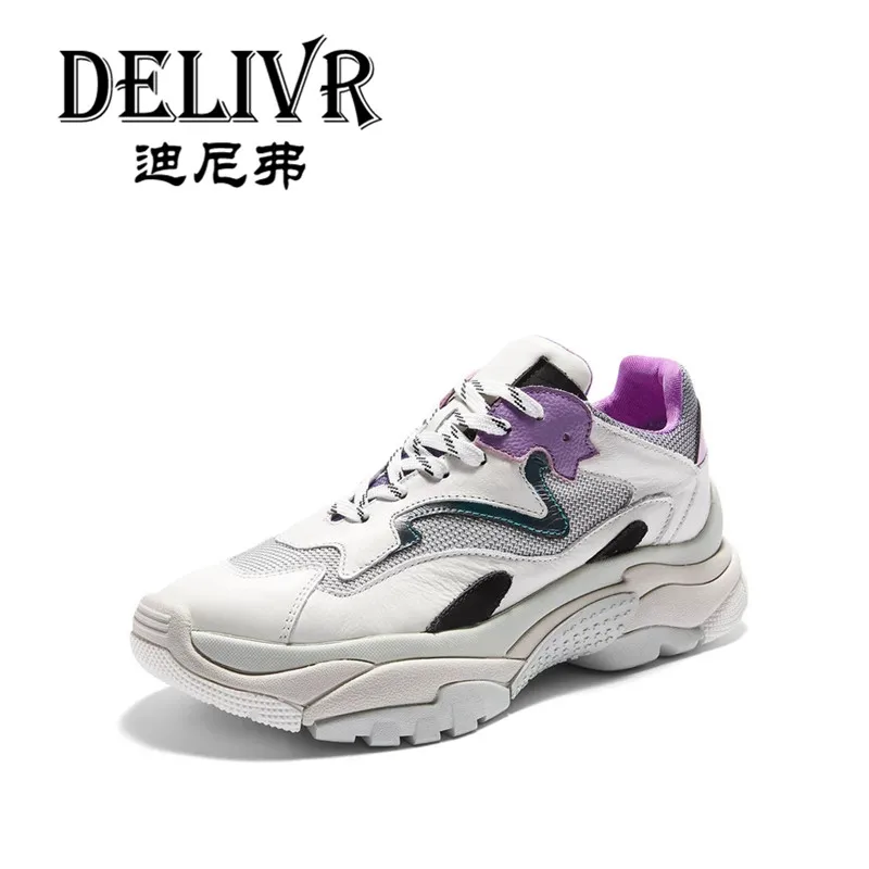 

Delivr Casual Shoes Women'S Spring Autumn Sneakers Platform Dad Shoes Women 2019 Mesh Cow Leather Vulcanized Shoes For Girls