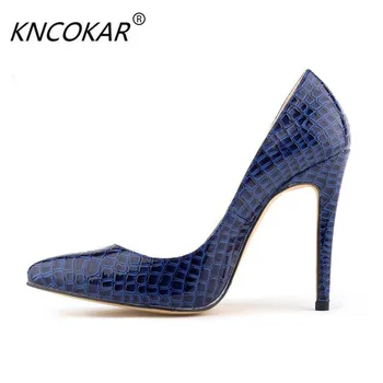 

KNCOKAR 2018 classic red bottom super hot sales point the stiletto heel star light mouth women's shoes for with crocodile