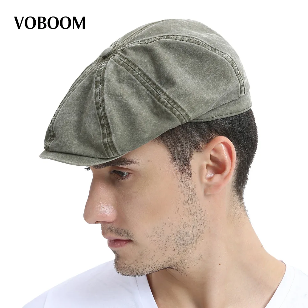 

VOBOOM Washed Cotton Newsboy Cap Mens Womens Octangle Cap Gatsby Hat for Summer Autumn Female Girl 160