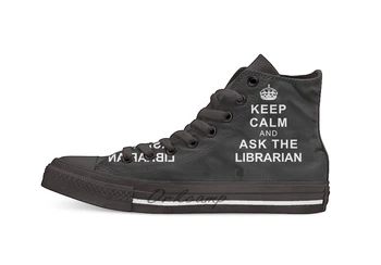 

Keep Calm and Ask the Librarian Casual High Top Canvas shoes sneakers For Drop shipping