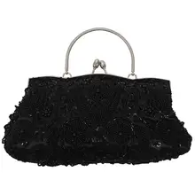 Женская брендовая модная сумочка из полиэстера с бисером, сумочка для свадебной вечеринки, сумочка для выпускного вечера, вечерняя сумочка для женщин и девочек(черная