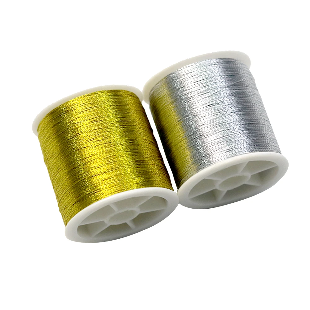 

D&D Gold/Silver 109 Yards Durable Overlocking Sewing Machine Threads Polyester Cross Stitch Strong Threads for Sewing Supplies