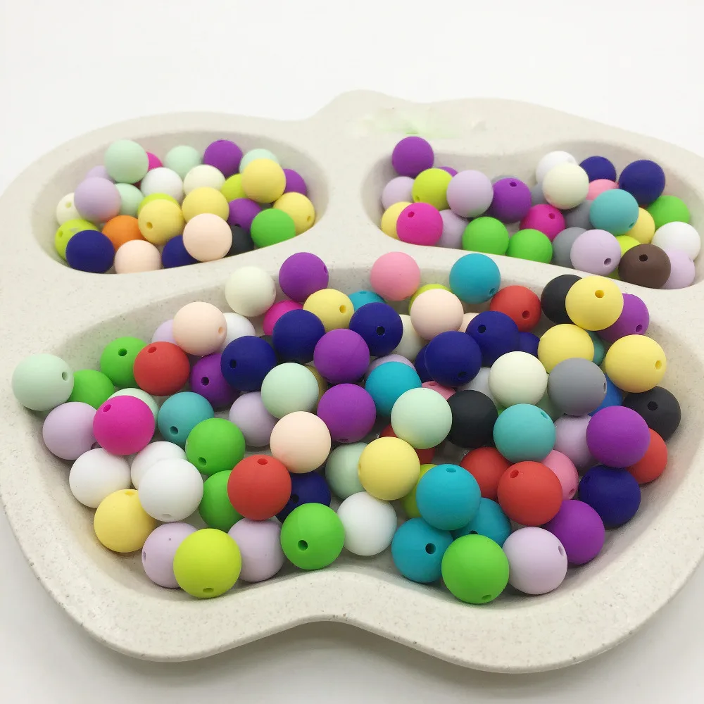 20 Colors Silicone Teething Necklace beads 100PCS 15MM silicone baby