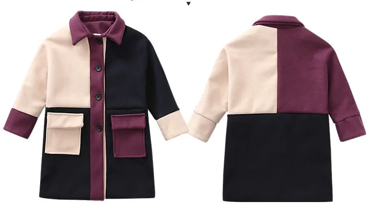 Осенне-зимняя детская куртка; теплые плотные пальто для девочек; детские свободные пальто; детская одежда в клетку; кардиганы в стиле пэчворк для младенцев; G265