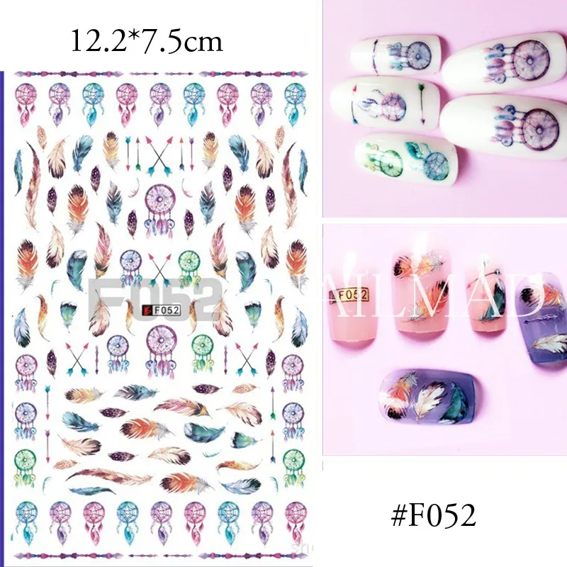 1 лист NailMAD наклейки Ловца снов перо дизайн ногтей 3D стикер мечта Cather стикер для ногтей s - Цвет: F052