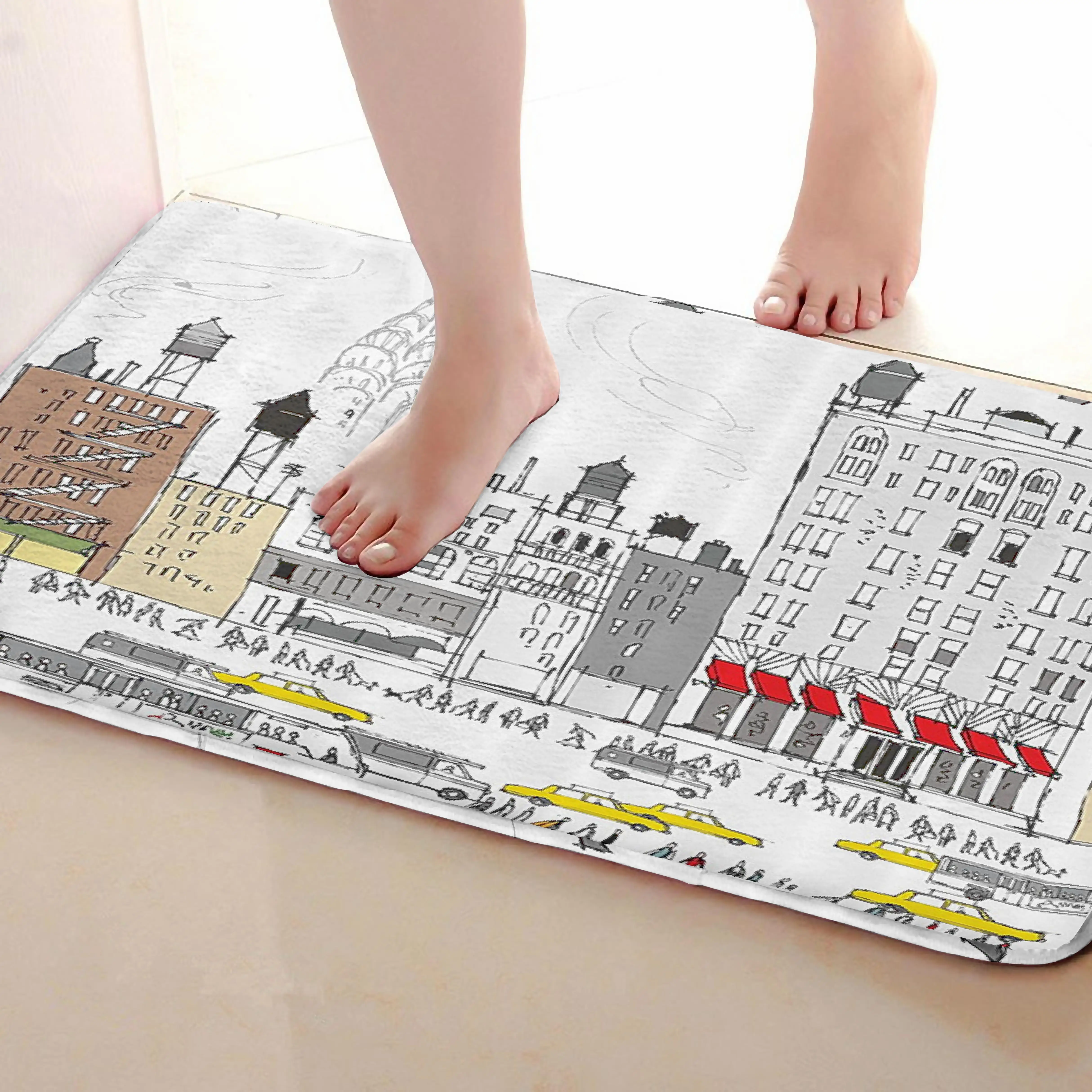 Городской стиль Коврики для улицы, забавные Противоскользящие коврики для ванной, дверные коврики, дверные коврики под входную дверь