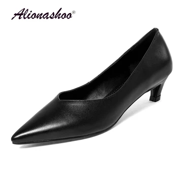 

Women Dress Shoes Shallow Pointed Toe Thin High Heel Party Shoes Spring/Autumn Fashion Genuine Leather Shoes Women Size 34-39