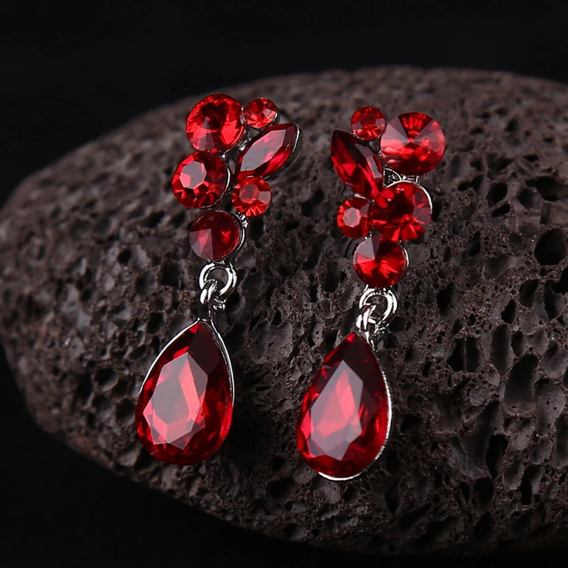 Модный Красный Кристалл ожерелье серьги ювелирные изделия Schmuck набор подарок для