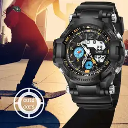 Роскошные Брендовые мужские спортивные цифровые светодиодные часы Военные многофункциональные ударостойкие наручные часы 5atm