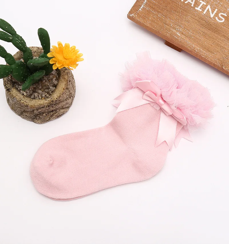 Креативные носки; удобные кружевные носки принцессы для малышей; Хлопковые вязаные носки с бантом для новорожденных девочек