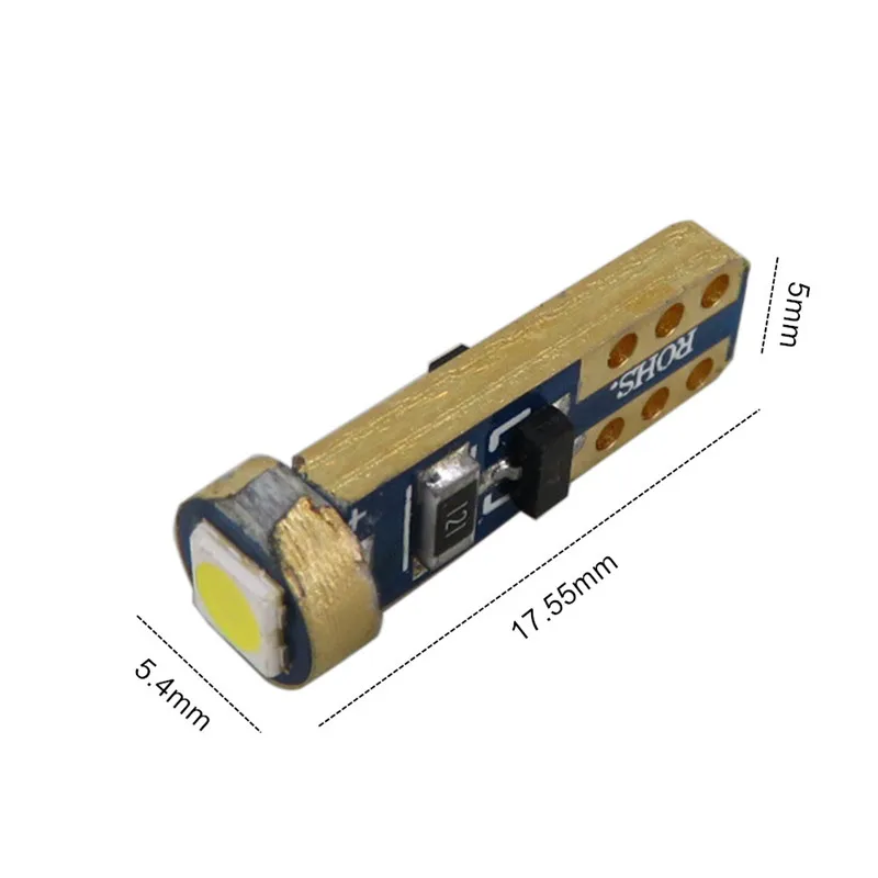 50 шт. Лидер продаж T5 W3W 3030 1SMD высокое Мощность инструмент свет бесцокольное лампа 12 В T5 лампы освещения