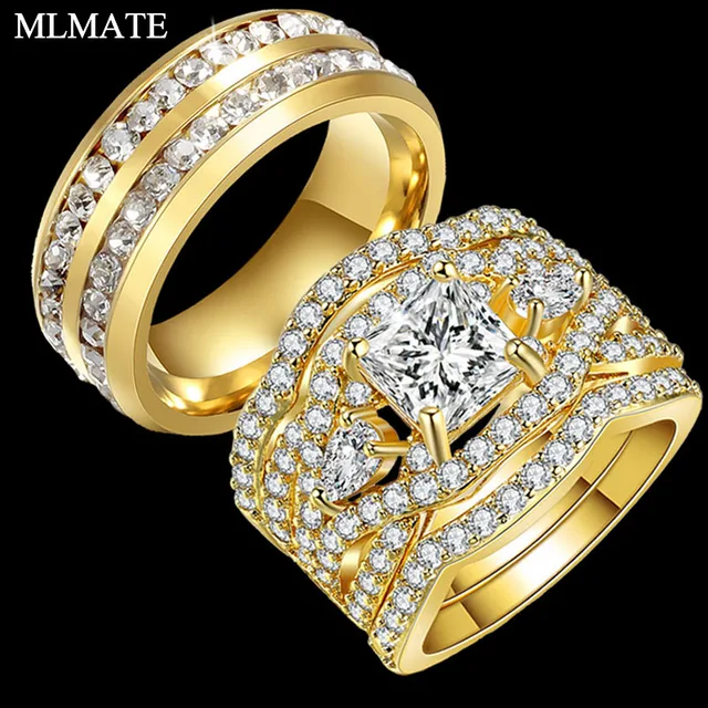 Luxury Fashion His and Hers Couple Rings Mens Stainless Steel Womens Infinity Pr Luxury Fashion His and Hers Couple Rings Mens Stainless Steel Womens Infinity Pr