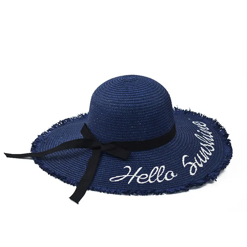 

XCZJ Summer Beach Hat Women Panama Straw Caps Wide Brim Visors Casual Hats Lady Brand Hand Made Women Sun Hats Flat Gorras H096