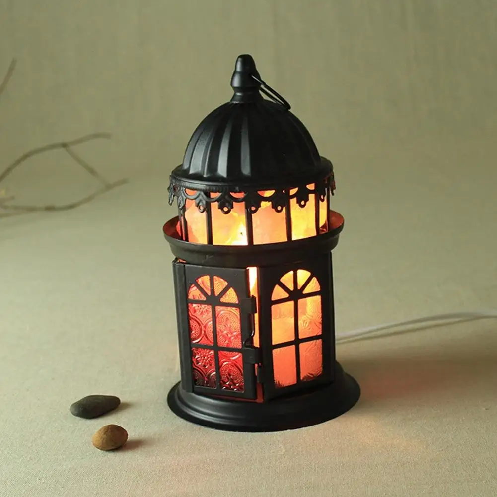 

AKDSteel Crystal Salt Lamp Iron Table Lamps Originality Decorative Light Cozy Bedlight (US Plug)