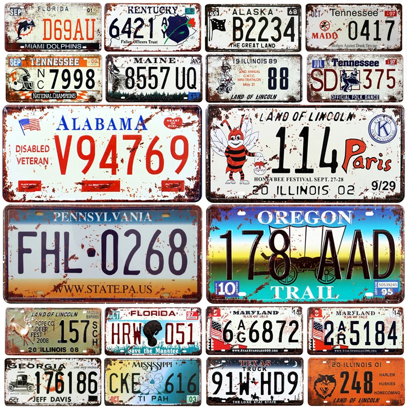 

[SQ-DGLZ] Wholesale New License Plate Store Bar Wall Decoration Tin Sign Vintage Metal Sign Home Decor Painting Plaques Poster