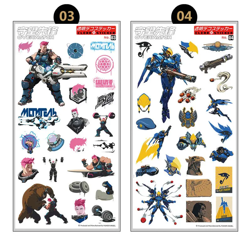 Game OW D.VA LUCIO MERCY Sticker Anime Stickers Waterproof Plastic Transparent Decal Toy Stiker For Phone Laptop Book