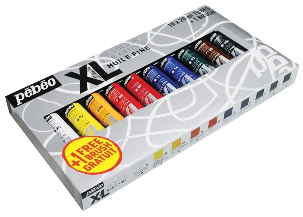 PebeostudioXLfineoilcolorset10tubesx20mlincludingabrush