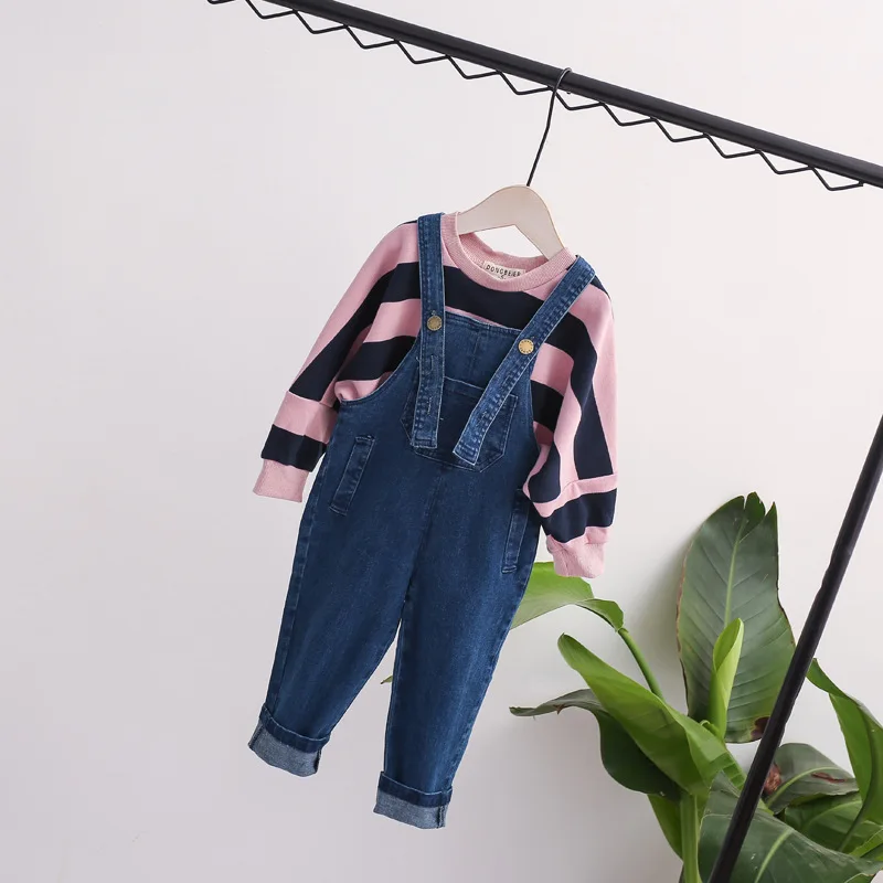 

SFP-208 Children Unisex Baby Boy And Girls Casual Full Length Loose Straight Button Fly Bip Jeans Pants