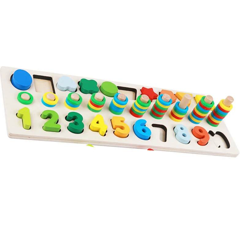 FBIL-деревянная Трехцветная Цифровая форма сопряжения Когнитивная логарифм доска Детская обучающая игрушка рукоятка головоломка