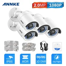 ANNKE 1080P IP Camera System w/ 4x 2.0MP 1920TVL White Dome Surveillance Camera Kit, IP66 Weatherproof Metal