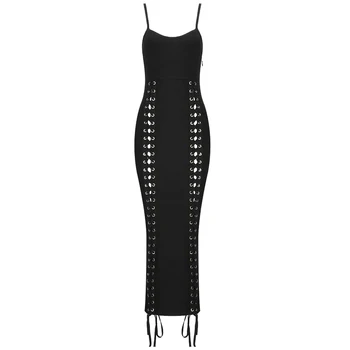 

2019 Dress Sexy Elegant Celebrity Backless Hollow Out Women Spaghetti Strap Night Club Bandage Party Body con Dresses Wholesale