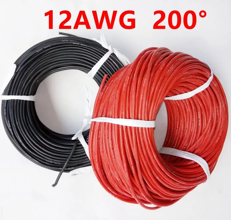 1 метр красный + Черный 12AWG термостойкий мягкий силиконовый кабель пульт