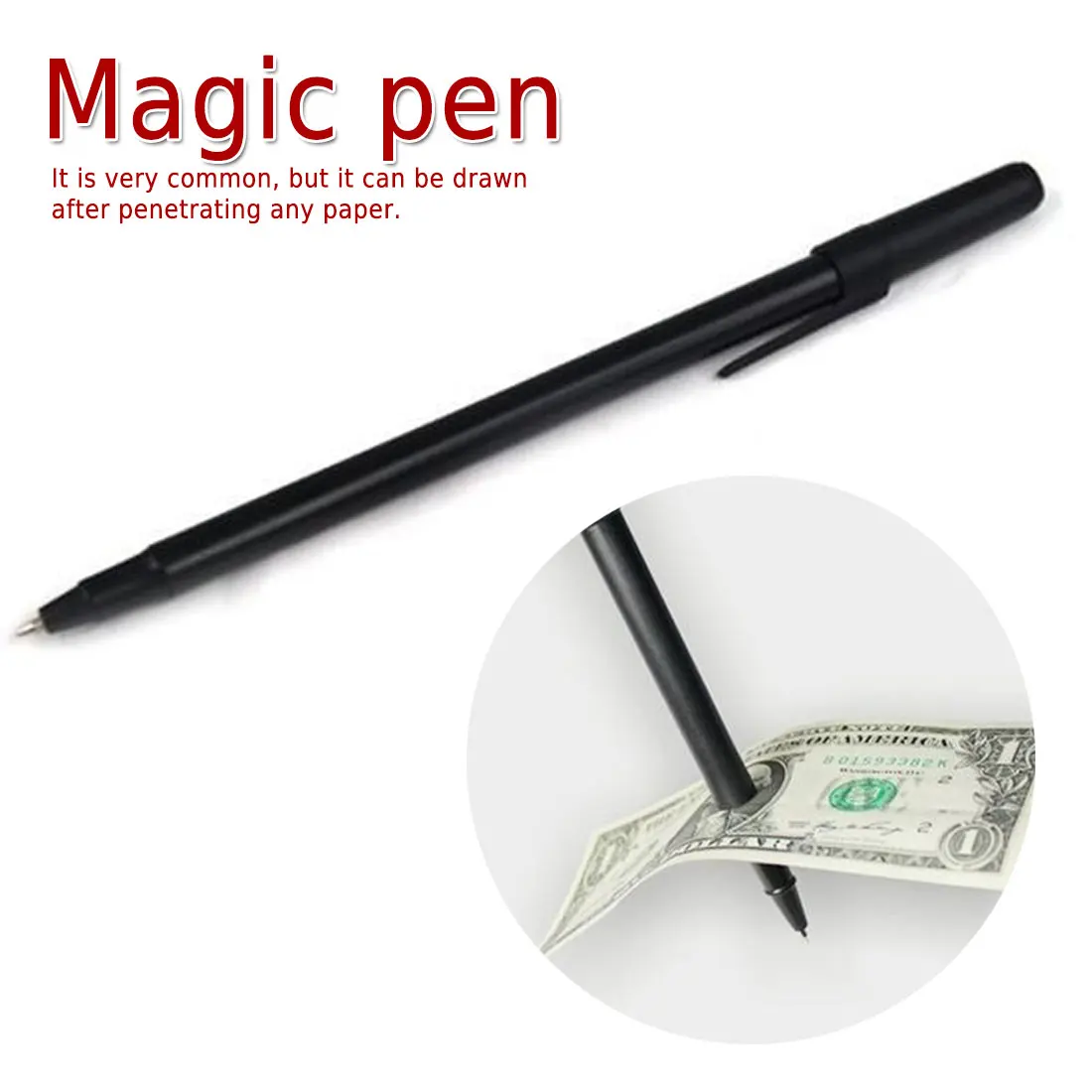 

New Magic Trick Ball Pen Brand Black Magician Toy Thru Bill Penetration Dollar Bill Pen Trick