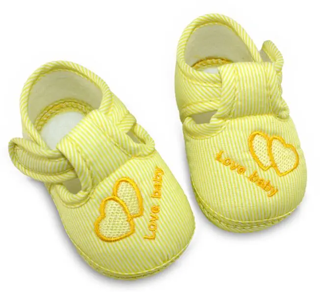 Милая детская обувь малыша первые ходоки хлопок мягкая подошва дети младенческой обувь новорожденных нескользящая обувь - Цвет: Цвет: желтый