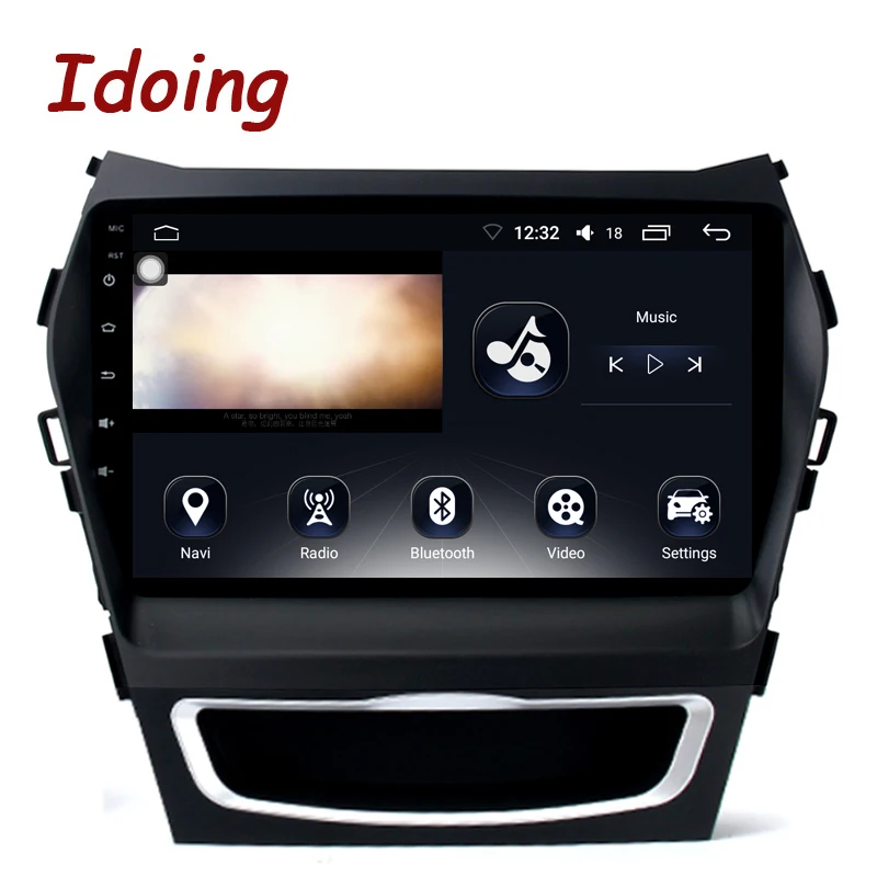Excellent Idoing 9"4G RAM 64G ROM 2.5D IPS 8 Core Car Android 8.0 Radio Player Fit Hyundai IX45 2015-2017 Built-in GPS Navigation GLONASS 4