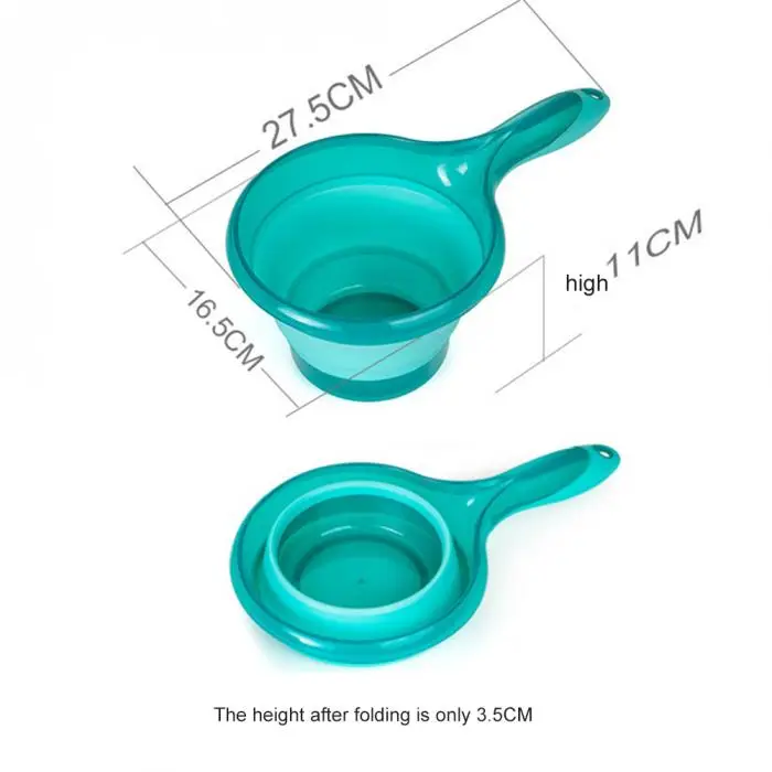 Newly Folding Water Ladle Collapsible Spoon Kitchen Bathroom Scoop Bath Shower Washing TE889