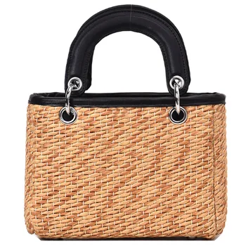 

New Fashion Shoulder Bag Ladies Square Straw Bag Summer Rattan Bag Hand-Woven Beach Flip Bohemian Handbag