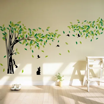 

Large Size TV Background Big Tree Squirrel Bird Wall Stickers Art Home Decor Living Room Removable Vinyl Decoration Decals